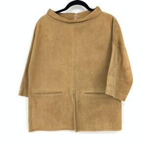 Vintage 60s Bonnie Cashin Design For Sills & Co Suede Boxy Rollneck Top Tan Mod